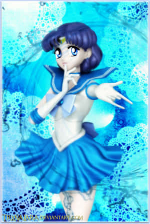 動漫女孩 Sailor Mercury 身穿藍色水手服做出噤聲手勢。