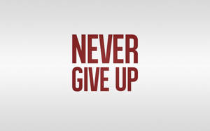 灰色背景上粗體紅色字體的勵志名言 never give up