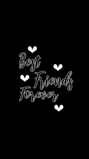 黑色背景上帶有心形的 Best Friends Forever 文字
