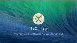 帶有 Doge 標誌和 OS X Doge 文字的數位波浪壁紙。