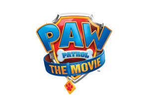 帶有盾牌、骨頭和腳印標籤的 Paw Patrol 電影標誌