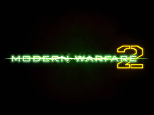 在黑色背景上發光的霓虹綠色和黃色 Modern Warfare 2 標題文字。 — 使命召喚：現代戰爭 壁紙