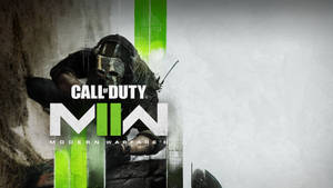 身穿戰鬥裝備的士兵蹲在掩體後方手持步槍的《Call of Duty Modern Warfare II》遊戲藝術。