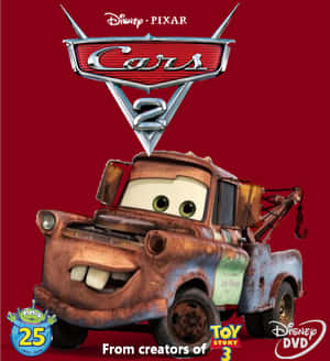 來自Cars 2的生鏽動畫拖車，在紅色背景上微笑，綠色眼睛。