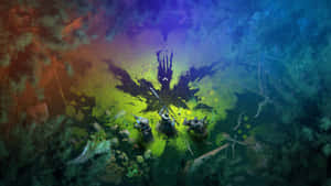 三名裝甲戰士在夜晚發光的森林中對抗一個陰影蝙蝠生物。