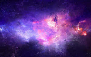 鮮豔的宇宙星雲，帶有紫色、粉紅色和藍色的雲朵和星星 — 淺紫色動態圖片 壁紙