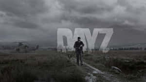 士兵和狗穿過泥濘田野，有直升機和DAY7文字。 — Dayz GIF 壁紙