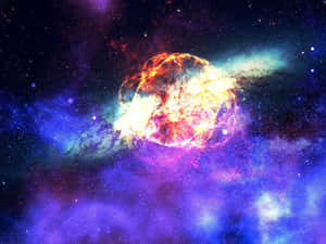 在充滿恆星的彩色星雲中的宇宙爆炸