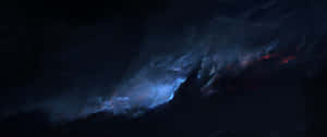 深空中旋轉的宇宙星雲，帶有藍色和紅色氣體。