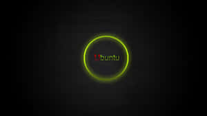 在黑暗紋理背景上帶有發光綠色圓圈的 Ubuntu 標誌