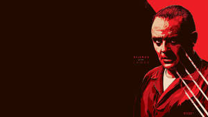 一個圖形插圖，描繪一名身穿紅色襯衫的男子，帶有文字 Silence of the Lambs。