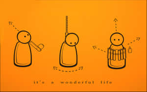 三個火柴人在暴力循環中，附有文字「it's a wonderful life」