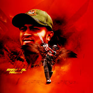板球運動員 Shakib Al Hasan 在紅色背景上帶有火焰翅膀。 — 巴基斯坦板球 壁紙