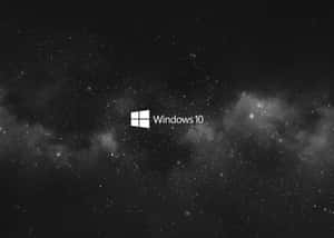 Windows 10 標誌漂浮在星空宇宙場景中，帶有星雲。