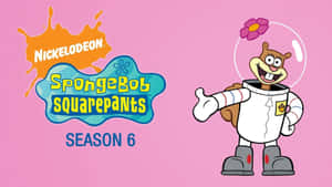 身穿太空衣的海綿寶寶在Nickelodeon標誌旁邊揮手。