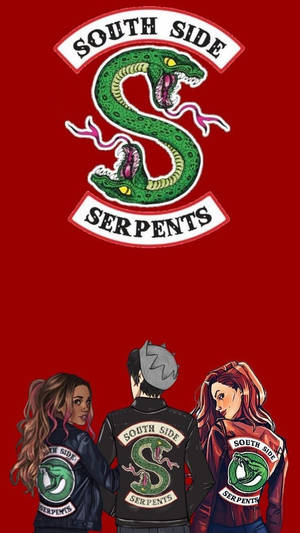 三名青少年穿著帶有蛇標誌的 South Side Serpents 外套 — 蛇 壁紙