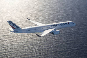 法國航空飛機飛越閃閃發光的海洋。