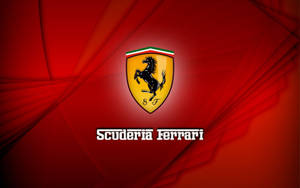 法拉利標誌，躍馬徽章在紅色背景上，附有Scuderia Ferrari文字。