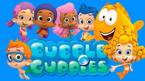 Bubble Guppies 角色在水下圍繞他們的標誌微笑。
