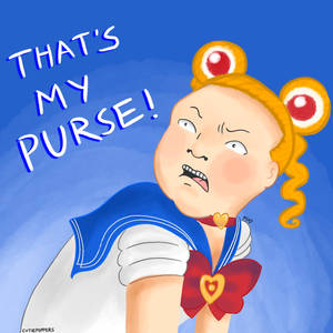 穿著水手服的動畫女孩憤怒地大喊「THAT'S MY PURSE!」 — 唯美月亮動圖 壁紙