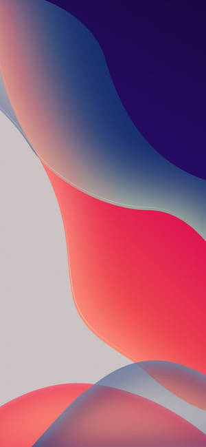 漸變背景上紅、藍、灰的動態抽象波浪 — iPhone 11 壁紙