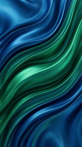 具有流動藍綠色絲綢般波浪的抽象數碼壁紙