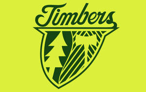 Timbers 運動隊伍標誌，帶有盾牌和樹木，黃色背景 — 足球 壁紙