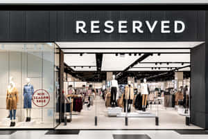 Reserved服裝店，有人體模型和季中促銷標牌。