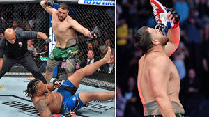 MMA拳手在擊倒對手後高舉鞋子慶祝勝利。 — 搏擊會 GIF 壁紙
