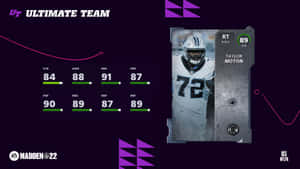 Taylor Moton 右截鋒的 Madden NFL 22 Ultimate Team 球員卡，附有統計數據。
