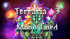 Terraria 1.3 月亮領主 Boss 戰鬥，玩家在太空中