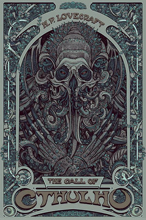 克蘇魯插圖，帶有華麗邊框和文字「The Call of Cthulhu」。