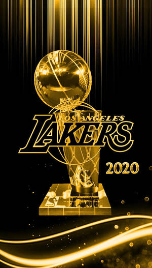 洛杉磯湖人2020年金色NBA冠軍獎盃，帶有發光效果。 — 湖人 GIF 壁紙