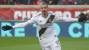 Zlatan Ibrahimović 身穿LA Galaxy球衣慶祝射入足球入球。 — 足球 壁紙