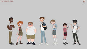 來自 The Losers Club 的七個動畫青少年站成一排。