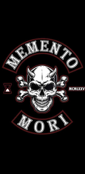 黑色背景上帶有沙漏和羅馬數字的Memento Mori骷髏頭標誌