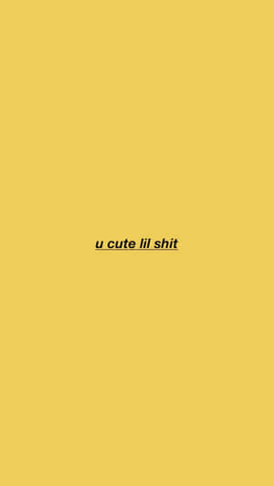 黃色背景，中央有帶底線的文字，寫著 u cute lil shit