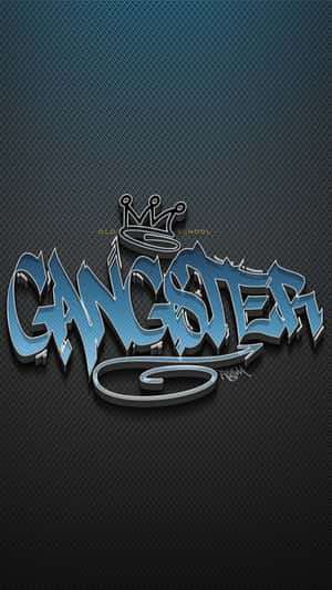 深色紋理背景上帶有皇冠的gangster塗鴉文字。