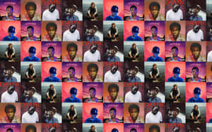 Kendrick Lamar 的 DAMN. 專輯封面網格，帶有鮮豔的粉紅色、紫色和藍色色調。
