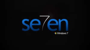 黑色背景上帶有藍色漸變文字的 Windows 7 標誌 — 美學黃色 壁紙