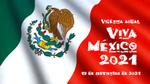 帶有 Viva Mexico 2021 活動文字和日期的墨西哥國旗。