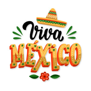 Viva Mexico 節日圖案，配有墨西哥闊邊帽和萬壽菊裝飾。