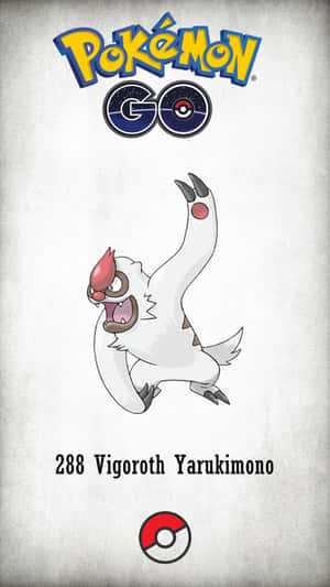 Vigoroth Pokémon角色插圖，附有遊戲標誌同編號。 — 寵物小精靈電話 壁紙
