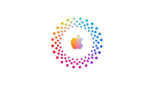 Apple標誌被彩色點環繞在白色背景上