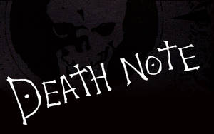粗體白色手寫文字death note後面的骷髏輪廓