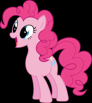 一隻粉紅色卡通小馬，有著大大的藍色眼睛和捲曲的鬃毛，看起來很開心。 — Tecno Phantom V Fold2 壁紙