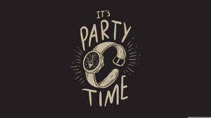 一個帶耳機的「C」形手錶，被「IT'S PARTY TIME」文字包圍。