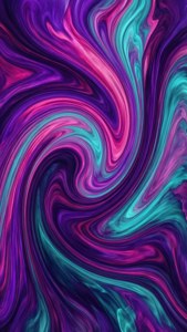 抽象數位藝術中洋紅紫色和藍綠色的動態漩渦