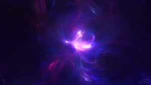 在深空中發光的鮮豔紫色和藍色宇宙星雲，散佈著星星。