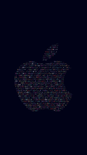 在深色背景上由發光代碼組成的Apple標誌 — 黑色 iPhone 壁紙